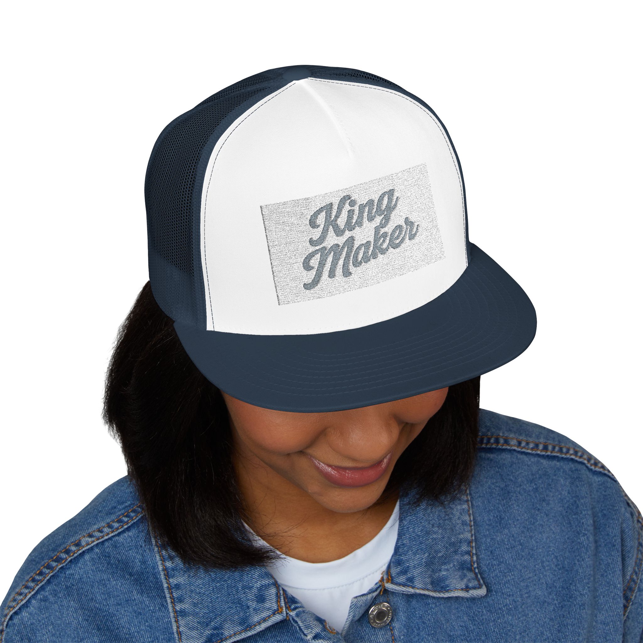 King Maker 5 Panel Trucker Cap, Stylish Embroidered Hat, Casual Outdoor Accessory, Gift for Men & Women, Trendy Headwear - Image 3