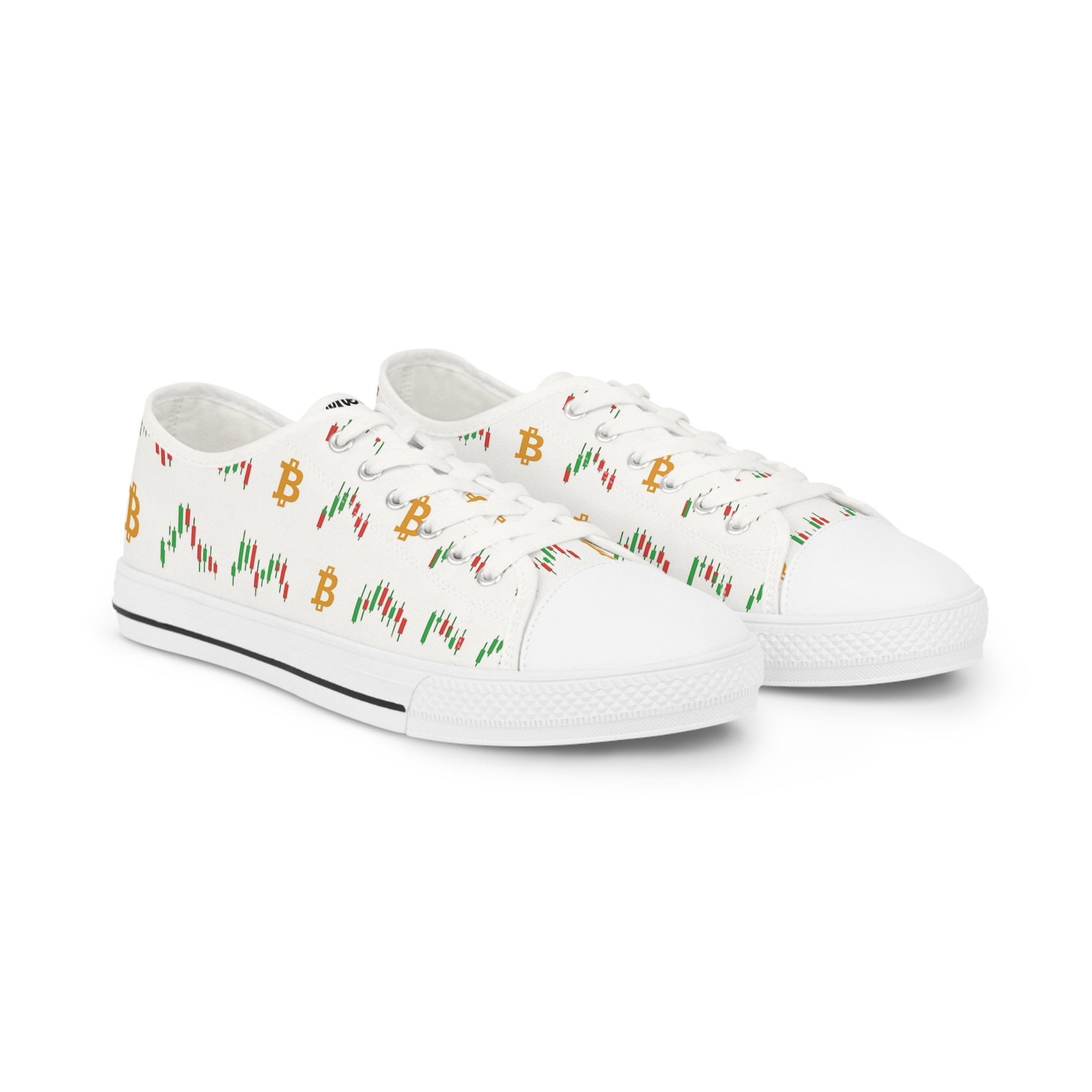 Men's Low Top Sneakers with Bitcoin Design - Trendy Cryptocurrency Fashion Footwear